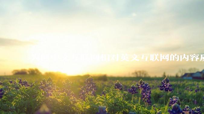 为何中文互联网相对英文互联网的内容质量较低？